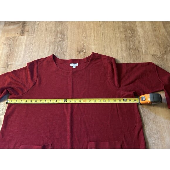 J Jill Red Tunic Top  2X Cotton Blend 3/4 Sleeve Pocket Relaxed Casual Comfort - Picture 2 of 12